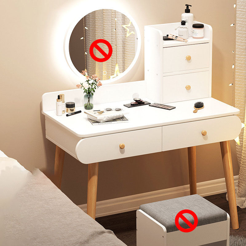 Contemporary White Vanity Dressing Table with Mirror in Solid Wood Makeup Vanity 31.5"L x 16"W x 49"H 4 Clearhalo 'Bedroom Furniture' 'furn' 'furn_makeup_vanities' 'Furniture' 'Makeup Vanities' 'makeup_vanities' 6760030