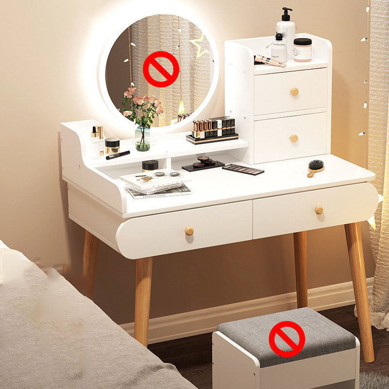 Contemporary White Vanity Dressing Table with Mirror in Solid Wood Makeup Vanity 31"L x 16"W x 50"H 4 Clearhalo 'Bedroom Furniture' 'furn' 'furn_makeup_vanities' 'Furniture' 'Makeup Vanities' 'makeup_vanities' 6760032