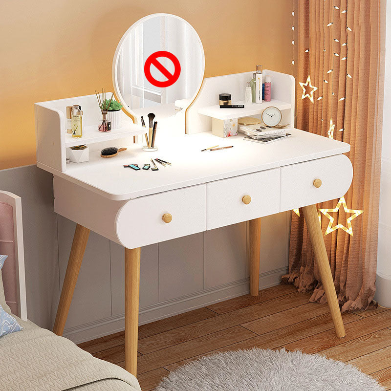 Contemporary White Vanity Dressing Table with Mirror in Solid Wood Makeup Vanity 39"L x 16"W x 47"H 3 Clearhalo 'Bedroom Furniture' 'furn' 'furn_makeup_vanities' 'Furniture' 'Makeup Vanities' 'makeup_vanities' 6760034