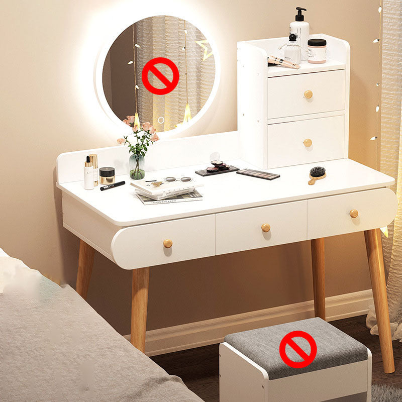 Contemporary White Vanity Dressing Table with Mirror in Solid Wood Makeup Vanity 39.4"L x 15.7"W x 49.2"H 5 Clearhalo 'Bedroom Furniture' 'furn' 'furn_makeup_vanities' 'Furniture' 'Makeup Vanities' 'makeup_vanities' 6760037