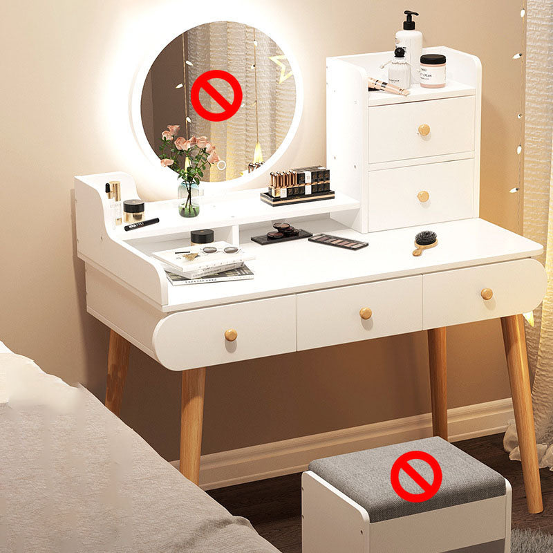 Contemporary White Vanity Dressing Table with Mirror in Solid Wood Makeup Vanity 39"L x 16"W x 50"H 5 Clearhalo 'Bedroom Furniture' 'furn' 'furn_makeup_vanities' 'Furniture' 'Makeup Vanities' 'makeup_vanities' 6760038