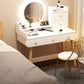 Contemporary White Vanity Dressing Table with Mirror in Solid Wood Makeup Vanity & Mirror & Stools 39"L x 16"W x 50"H 5 Clearhalo 'Bedroom Furniture' 'furn' 'furn_makeup_vanities' 'Furniture' 'Makeup Vanities' 'makeup_vanities' 6760046