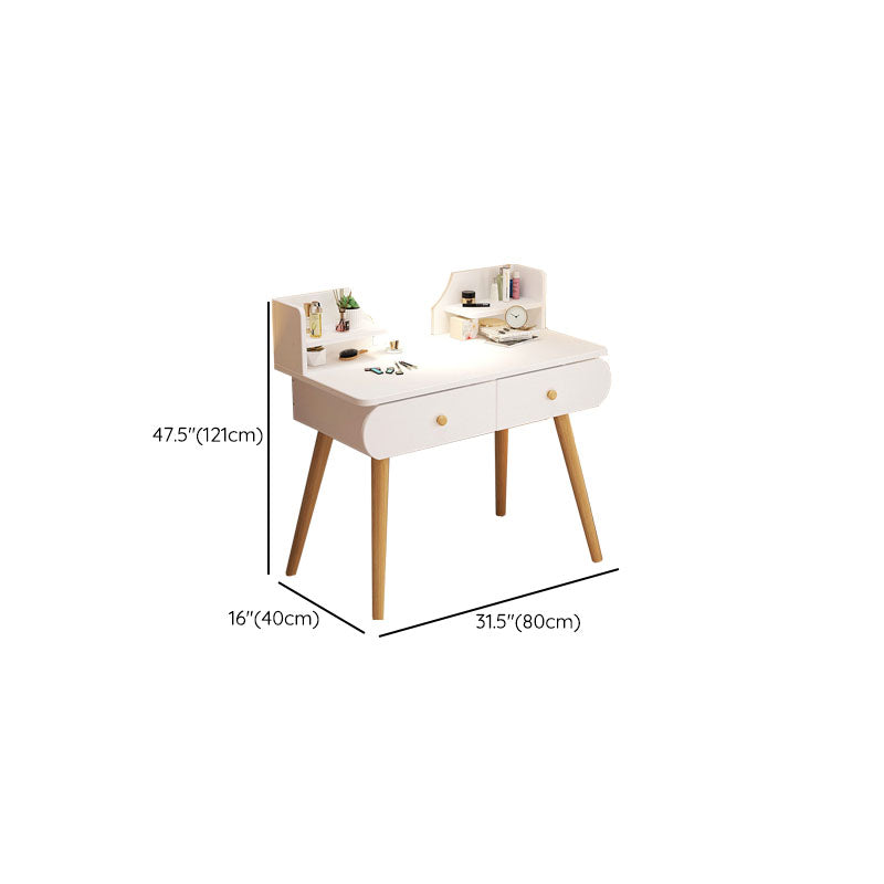 Contemporary White Vanity Dressing Table with Mirror in Solid Wood Clearhalo 'Bedroom Furniture' 'furn' 'furn_makeup_vanities' 'Furniture' 'Makeup Vanities' 'makeup_vanities' 6760050