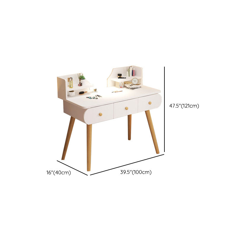 Contemporary White Vanity Dressing Table with Mirror in Solid Wood Clearhalo 'Bedroom Furniture' 'furn' 'furn_makeup_vanities' 'Furniture' 'Makeup Vanities' 'makeup_vanities' 6760051