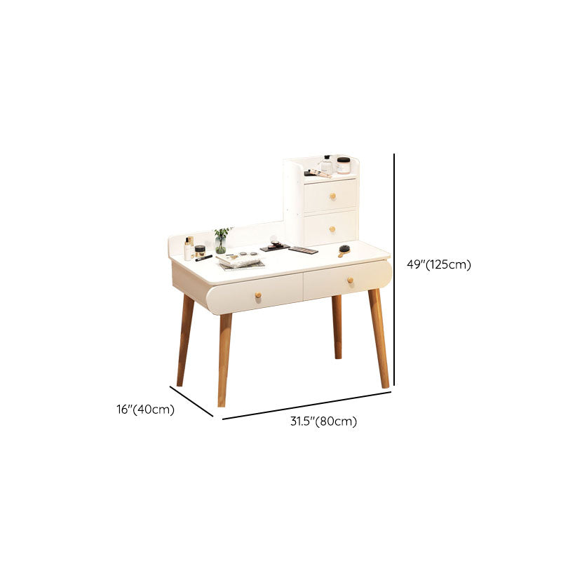Contemporary White Vanity Dressing Table with Mirror in Solid Wood Clearhalo 'Bedroom Furniture' 'furn' 'furn_makeup_vanities' 'Furniture' 'Makeup Vanities' 'makeup_vanities' 6760053