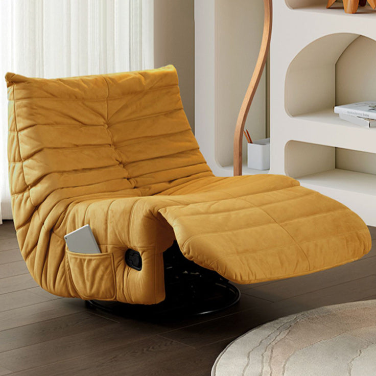 Microsuede Manual Recliner Tufted Back Home Theater Recliner with Storage Yellow Clearhalo 'Chairs & Seating' 'furn' 'furn_recliners' 'Furniture' 'Living Room Furniture' 'Recliners' 6760062