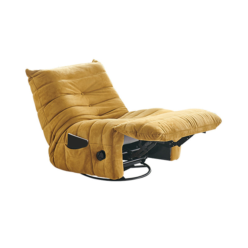 Contemporary Fabric Metal Solid Color Swivel Side Pockets Recliner Clearhalo 'Chairs & Seating' 'furn' 'furn_recliners' 'Furniture' 'Living Room Furniture' 'Recliners' 6760285