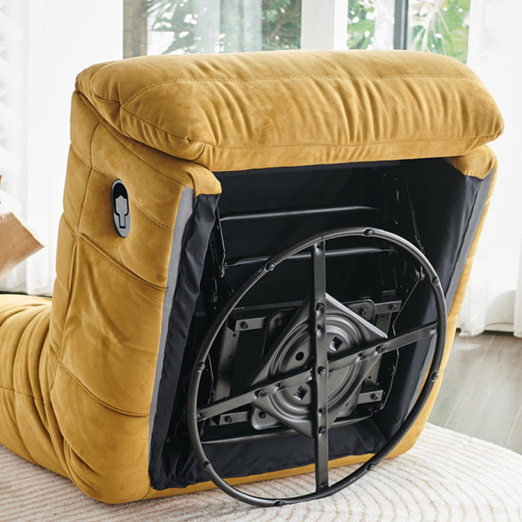 Contemporary Fabric Metal Solid Color Swivel Side Pockets Recliner Clearhalo 'Chairs & Seating' 'furn' 'furn_recliners' 'Furniture' 'Living Room Furniture' 'Recliners' 6760286