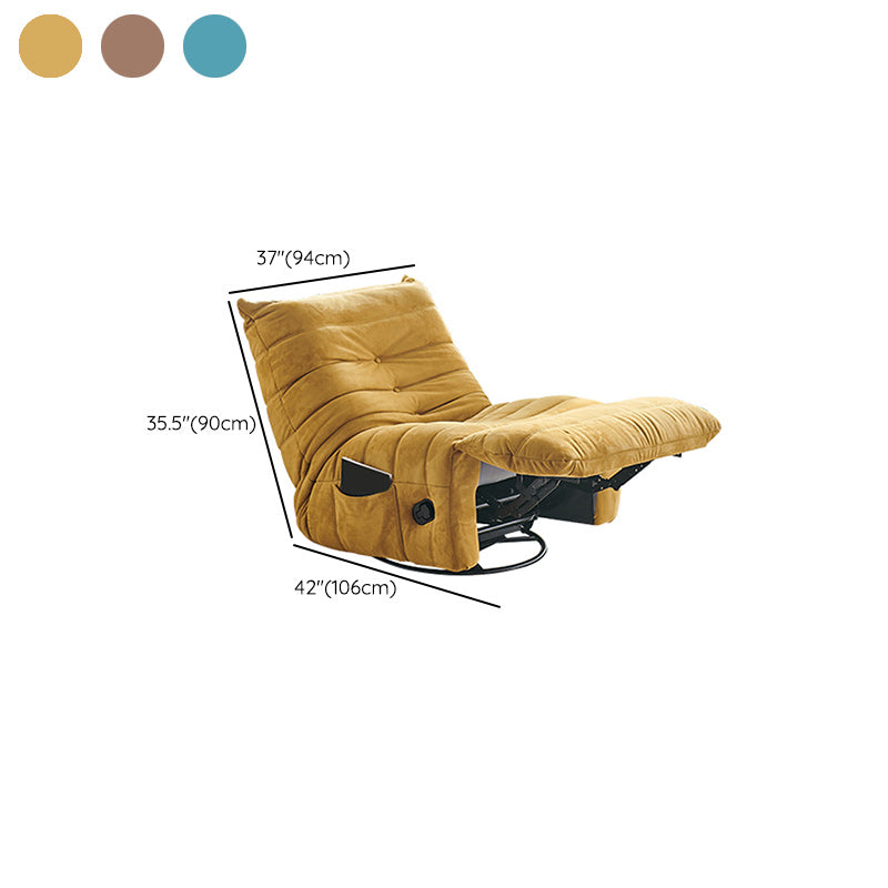 Contemporary Fabric Metal Solid Color Swivel Side Pockets Recliner Clearhalo 'Chairs & Seating' 'furn' 'furn_recliners' 'Furniture' 'Living Room Furniture' 'Recliners' 6760292