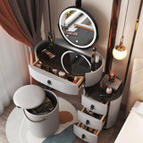 4 cassetti scrivania di vanità per trucco con top di vetro nero per camera da letto