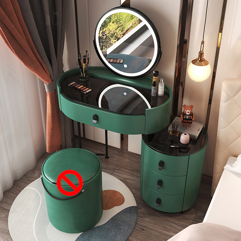 4 cassetti scrivania di vanità per trucco con top di vetro nero per camera da letto