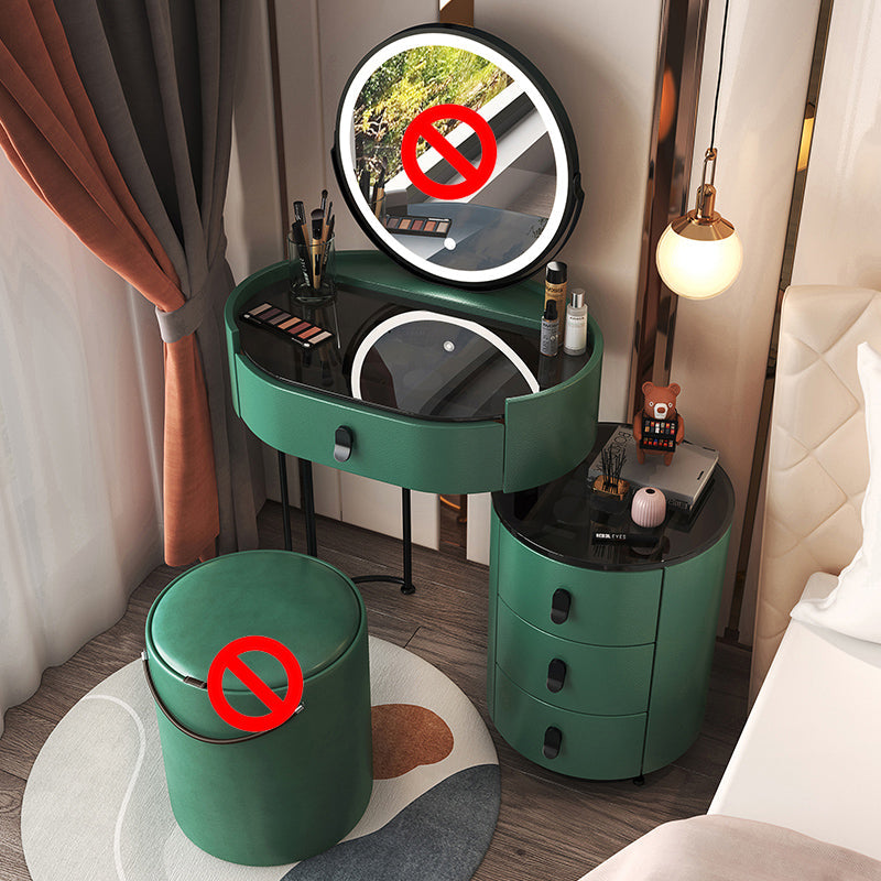 4 cassetti scrivania di vanità per trucco con top di vetro nero per camera da letto