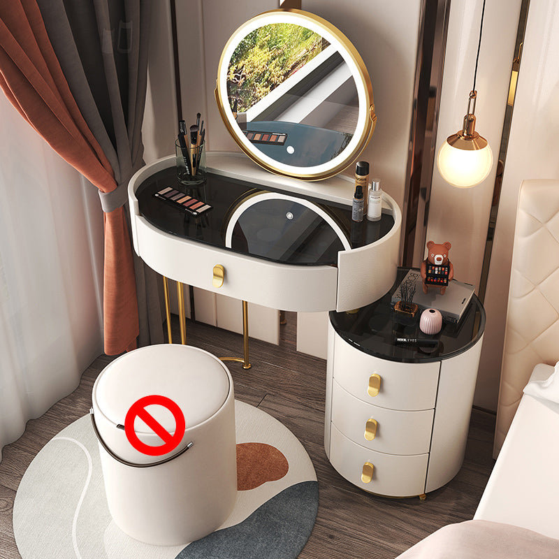 4 cassetti scrivania di vanità per trucco con top di vetro nero per camera da letto