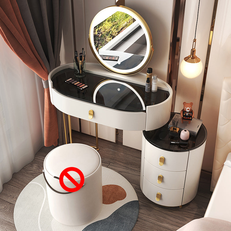 4 cassetti scrivania di vanità per trucco con top di vetro nero per camera da letto