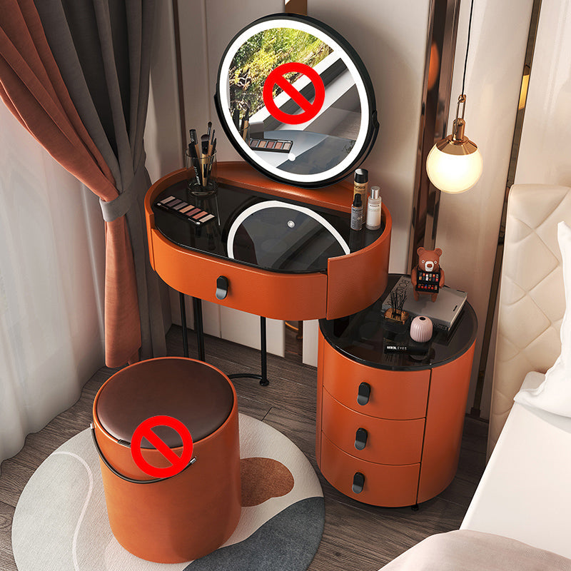 4 cassetti scrivania di vanità per trucco con top di vetro nero per camera da letto