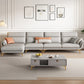 Mid Century Sofa and Chaise in Gray Flared Arm Sewn Pillow Back Sofa Clearhalo 'furn' 'furn_sectionals' 'Furniture' 'Living Room Furniture' 'Sectionals' 6760686