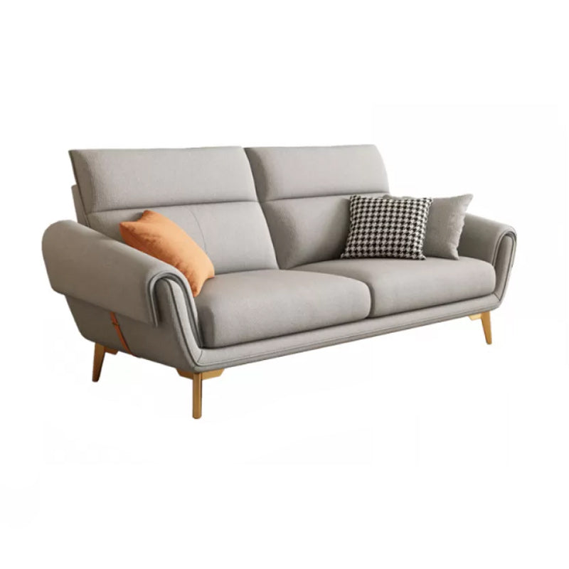 Mid Century Sofa and Chaise in Gray Flared Arm Sewn Pillow Back Sofa 2-Seater Sofa Horizontal Clearhalo 'furn' 'furn_sectionals' 'Furniture' 'Living Room Furniture' 'Sectionals' 6760688