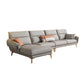 Mid Century Sofa and Chaise in Gray Flared Arm Sewn Pillow Back Sofa Clearhalo 'furn' 'furn_sectionals' 'Furniture' 'Living Room Furniture' 'Sectionals' 6760692