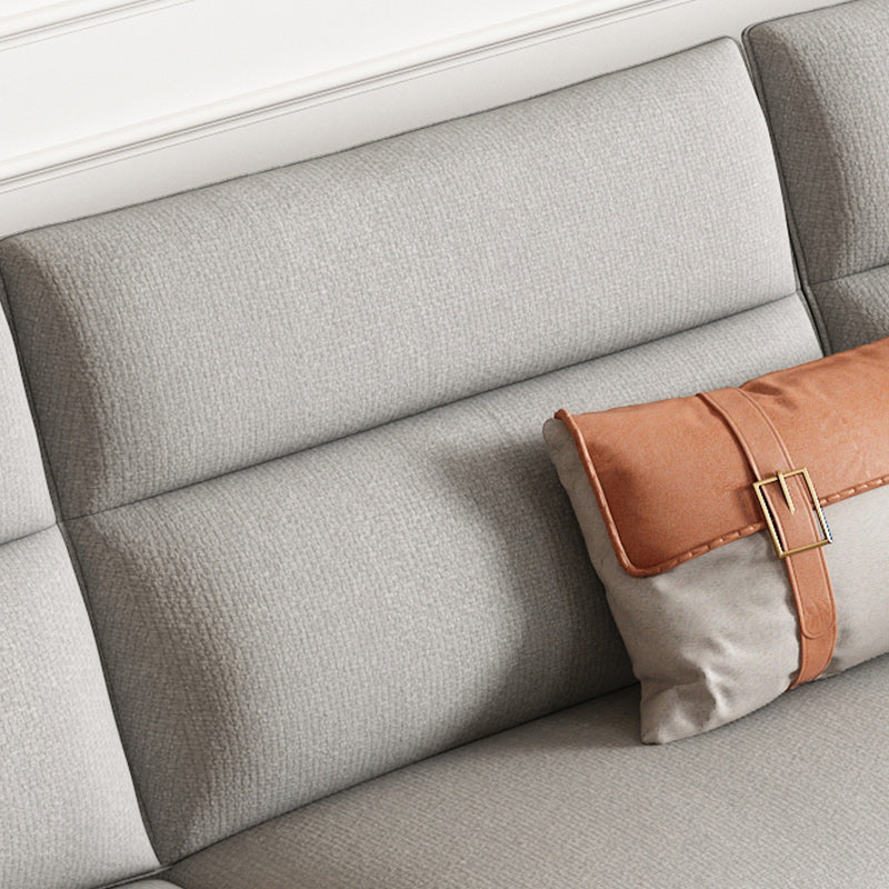 Mid Century Sofa and Chaise in Gray Flared Arm Sewn Pillow Back Sofa Clearhalo 'furn' 'furn_sectionals' 'Furniture' 'Living Room Furniture' 'Sectionals' 6760695