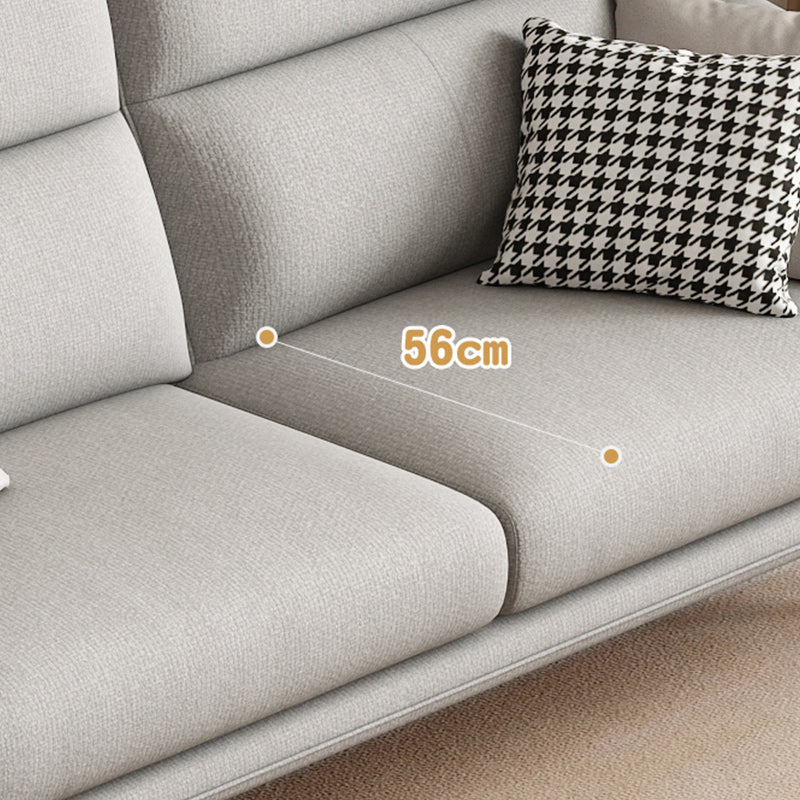 Mid Century Sofa and Chaise in Gray Flared Arm Sewn Pillow Back Sofa Clearhalo 'furn' 'furn_sectionals' 'Furniture' 'Living Room Furniture' 'Sectionals' 6760696