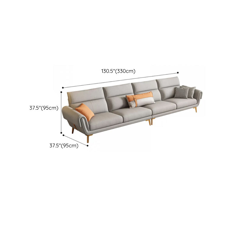 Mid Century Sofa and Chaise in Gray Flared Arm Sewn Pillow Back Sofa Clearhalo 'furn' 'furn_sectionals' 'Furniture' 'Living Room Furniture' 'Sectionals' 6760710
