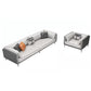 Minimalist Pillow Top Arm Sofa Gray Leather Loose Back Cushions Sofa