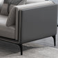 Minimalist Pillow Top Arm Sofa Gray Leather Loose Back Cushions Sofa
