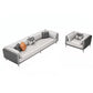 Minimalist Pillow Top Arm Sofa Gray Leather Loose Back Cushions Sofa