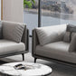 Minimalist Pillow Top Arm Sofa Gray Leather Loose Back Cushions Sofa