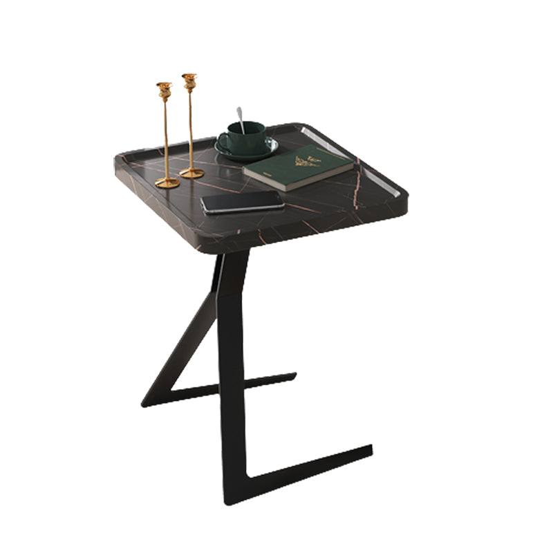 Metal and Wood Side Table Contemporary End Table for Living Room 18"L x 18"W x 24"H Black 1 Clearhalo 'Coffee & Accent Tables' 'End & Side Tables' 'end_side_tables' 'furn' 'furn_end_side_tables' 'Furniture' 'Living Room Furniture' 6761045