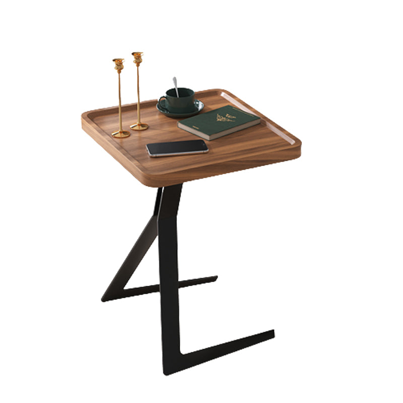 Metal and Wood Side Table Contemporary End Table for Living Room 18"L x 18"W x 24"H Nut-Brown 1 Clearhalo 'Coffee & Accent Tables' 'End & Side Tables' 'end_side_tables' 'furn' 'furn_end_side_tables' 'Furniture' 'Living Room Furniture' 6761050