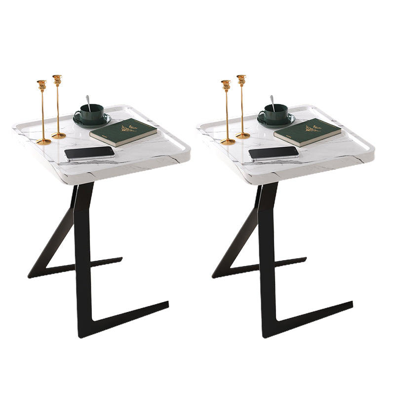 Metal and Wood Side Table Contemporary End Table for Living Room 18"L x 18"W x 24"H White 2 Clearhalo 'Coffee & Accent Tables' 'End & Side Tables' 'end_side_tables' 'furn' 'furn_end_side_tables' 'Furniture' 'Living Room Furniture' 6761055