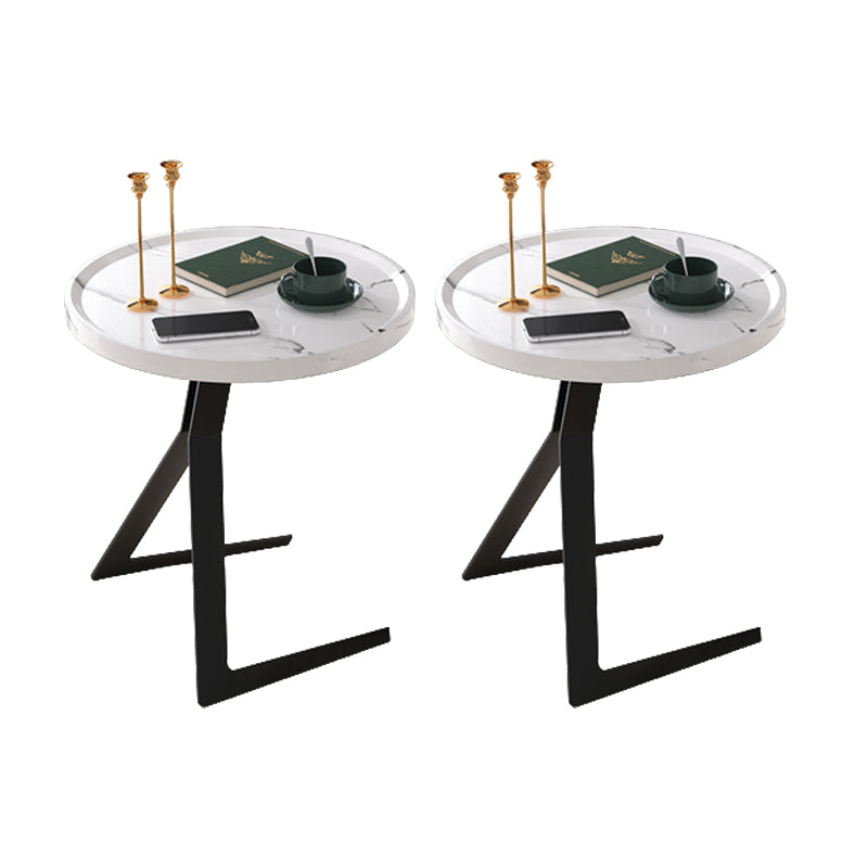 Metal and Wood Side Table Contemporary End Table for Living Room 19.7"L x 19.7"W x 23.5"H White 2 Clearhalo 'Coffee & Accent Tables' 'End & Side Tables' 'end_side_tables' 'furn' 'furn_end_side_tables' 'Furniture' 'Living Room Furniture' 6761068