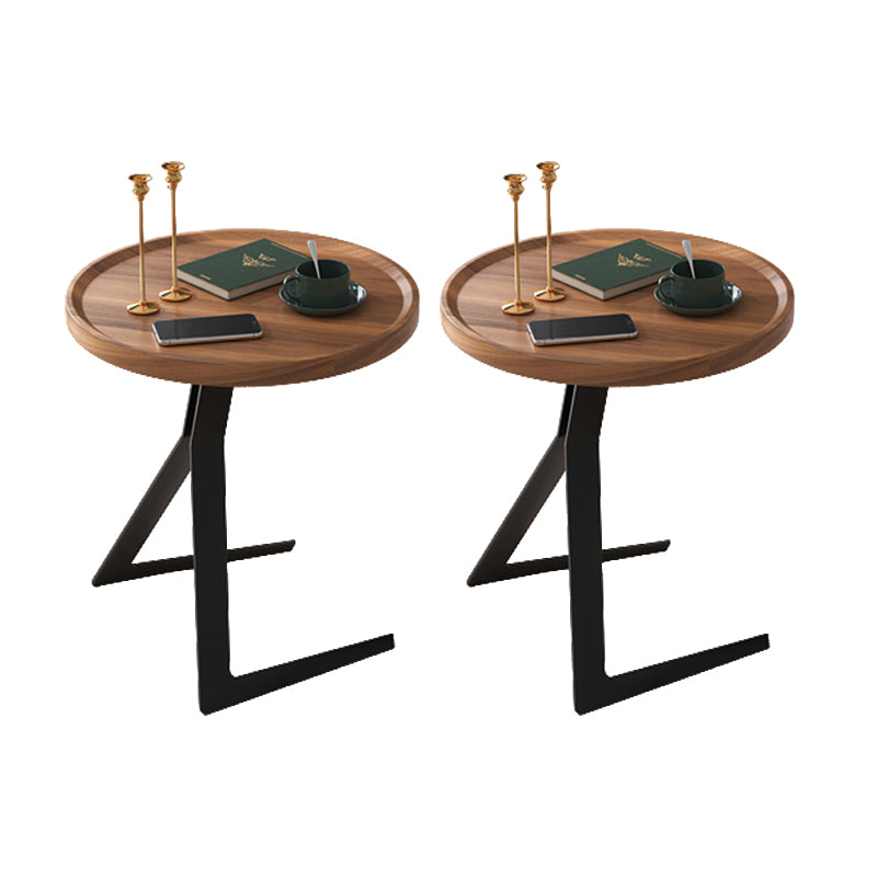 Metal and Wood Side Table Contemporary End Table for Living Room 19.7"L x 19.7"W x 23.5"H Nut-Brown 2 Clearhalo 'Coffee & Accent Tables' 'End & Side Tables' 'end_side_tables' 'furn' 'furn_end_side_tables' 'Furniture' 'Living Room Furniture' 6761070