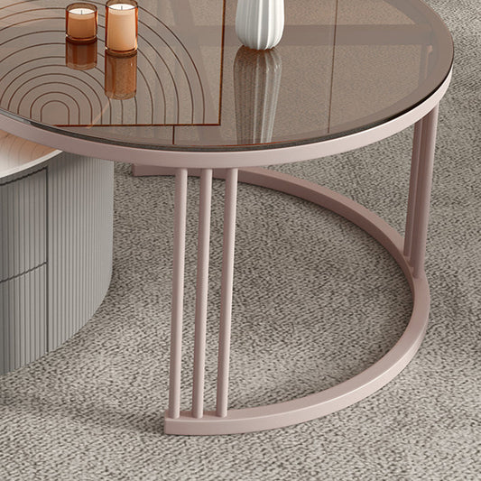 MARCO 2 MESA DE CAFÉ Nestando con 2 cajones Modern Slate/Glass Round Table Set