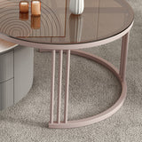 Frame 2 nestelende salontafel met 2 laden moderne leisteen/glazen ronde salontafel set