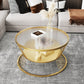 Modern Metal Frame Coffee Table Glass Top Coffee Or End Table with Shelf Gold White Clearhalo 'Coffee & Accent Tables' 'Coffee Tables' 'coffee_tables' 'furn' 'furn_coffee_tables' 'Furniture' 'Living Room Furniture' 6761299