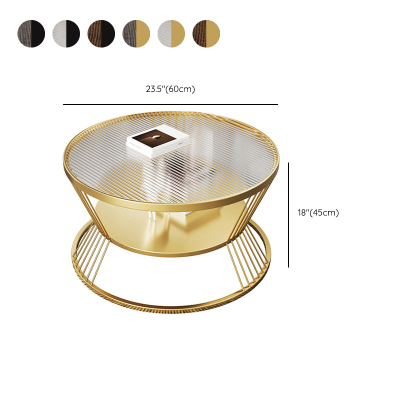 Modern Metal Frame Coffee Table Glass Top Coffee Or End Table with Shelf Clearhalo 'Coffee & Accent Tables' 'Coffee Tables' 'coffee_tables' 'furn' 'furn_coffee_tables' 'Furniture' 'Living Room Furniture' 6761304