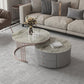 Modern Cocktail Table Round Glass / Slate Coffee Table with Storage Gray Clearhalo 'Coffee & Accent Tables' 'Coffee Tables' 'coffee_tables' 'furn' 'furn_coffee_tables' 'Furniture' 'Living Room Furniture' 6761324