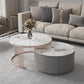 Modern Cocktail Table Round Glass / Slate Coffee Table with Storage Floralwhite Clearhalo 'Coffee & Accent Tables' 'Coffee Tables' 'coffee_tables' 'furn' 'furn_coffee_tables' 'Furniture' 'Living Room Furniture' 6761325