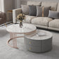 Modern Cocktail Table Round Glass / Slate Coffee Table with Storage White Clearhalo 'Coffee & Accent Tables' 'Coffee Tables' 'coffee_tables' 'furn' 'furn_coffee_tables' 'Furniture' 'Living Room Furniture' 6761327