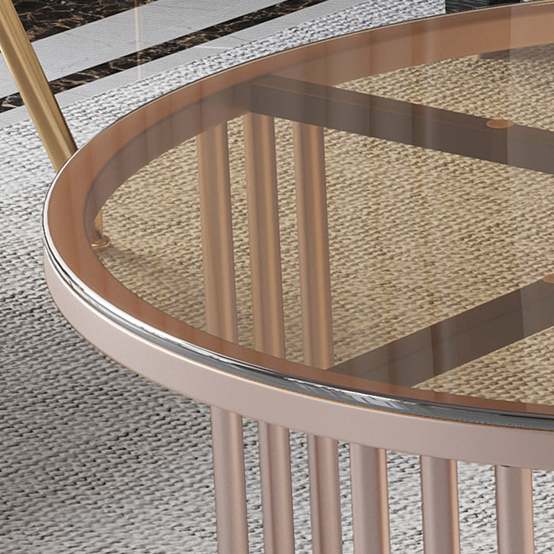 Modern Cocktail Table Round Glass / Slate Coffee Table with Storage Clearhalo 'Coffee & Accent Tables' 'Coffee Tables' 'coffee_tables' 'furn' 'furn_coffee_tables' 'Furniture' 'Living Room Furniture' 6761330