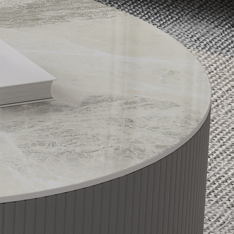 Modern Cocktail Table Round Glass / Slate Coffee Table with Storage Clearhalo 'Coffee & Accent Tables' 'Coffee Tables' 'coffee_tables' 'furn' 'furn_coffee_tables' 'Furniture' 'Living Room Furniture' 6761332