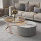 Modern Cocktail Table Round Glass / Slate Coffee Table with Storage White Brown Clearhalo 'Coffee & Accent Tables' 'Coffee Tables' 'coffee_tables' 'furn' 'furn_coffee_tables' 'Furniture' 'Living Room Furniture' 6761335