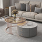 Modern Cocktail Table Round Glass / Slate Coffee Table with Storage Brown-White Clearhalo 'Coffee & Accent Tables' 'Coffee Tables' 'coffee_tables' 'furn' 'furn_coffee_tables' 'Furniture' 'Living Room Furniture' 6761339