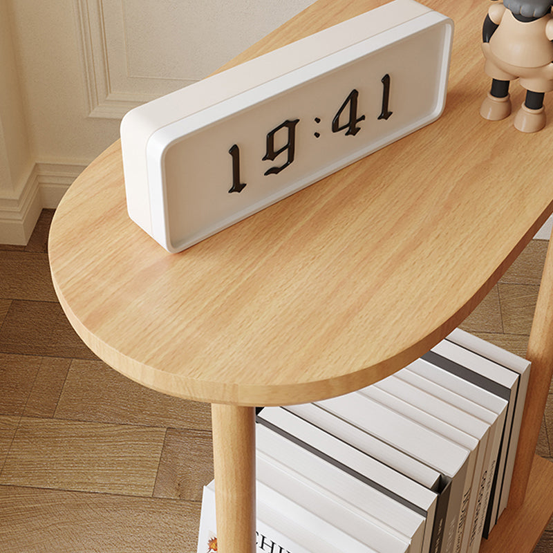 Contemporary Wooden Oval Top Side Table End Table36.22" High with Storage Clearhalo 'Coffee & Accent Tables' 'End & Side Tables' 'end_side_tables' 'furn' 'furn_end_side_tables' 'Furniture' 'Living Room Furniture' 6761398