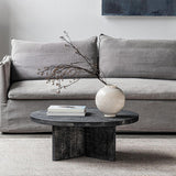 Eigentijdse houten salontafel rond espresso houten cocktailtafel