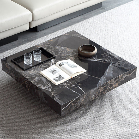 Contemporary Stone Coffee Table Rectangle Sled Coffee Cocktail Table