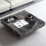 Contemporary Stone Coffee Table Rectangle Sled Coffee Cocktail Table