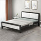 Contemporary Metal Bed with Slat Headboard Rectangular Adjustable Bed Gloss Black Single Bed Clearhalo 'Bedroom Furniture' 'Beds' 'furn' 'furn_beds' 'Furniture' 6761641